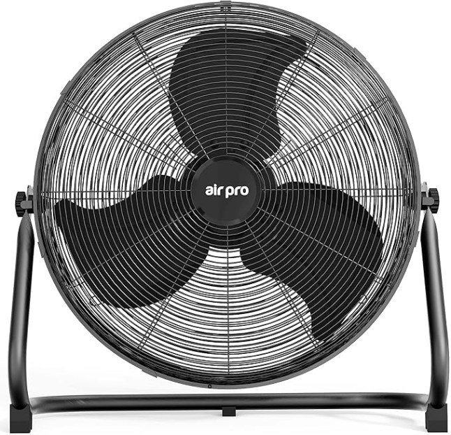 Black fan on floor