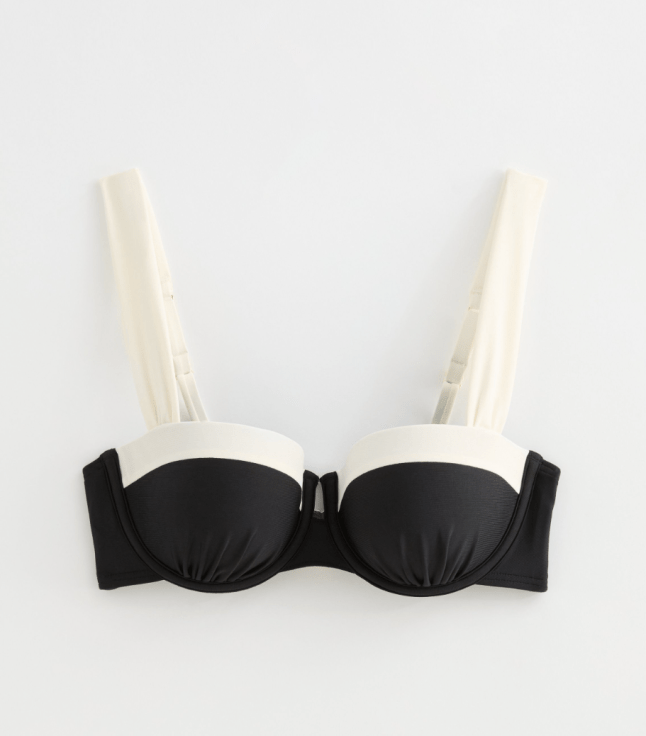 Black bikini top with white trim
