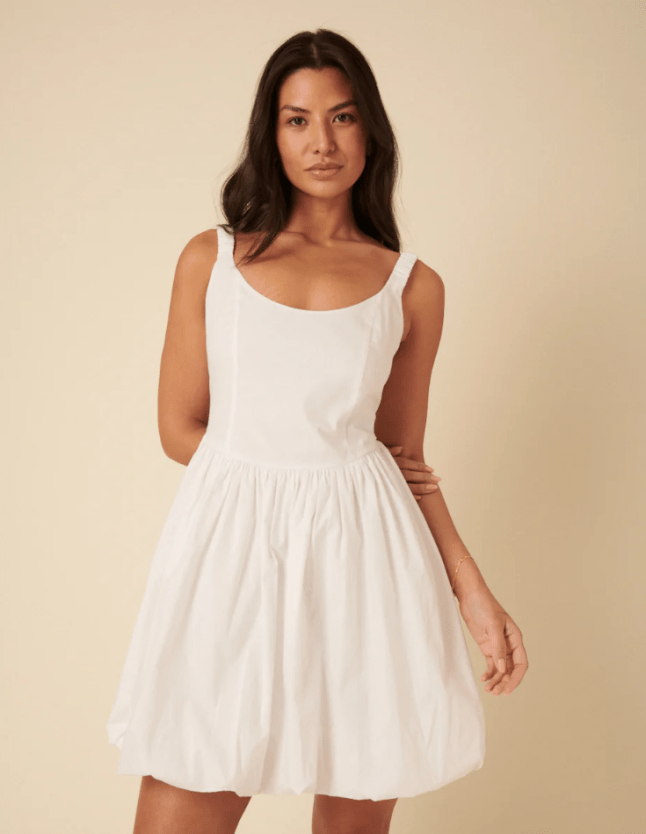 White Loie Bubble Hem Mini Dress from Nobody's Child