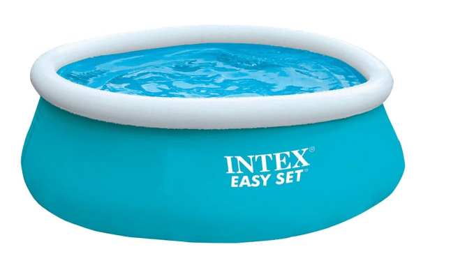 Large blue pool filled with water